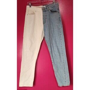 Adika Womens Large Two Tone Colorblock Light Wash Button Fly Denim Jeans